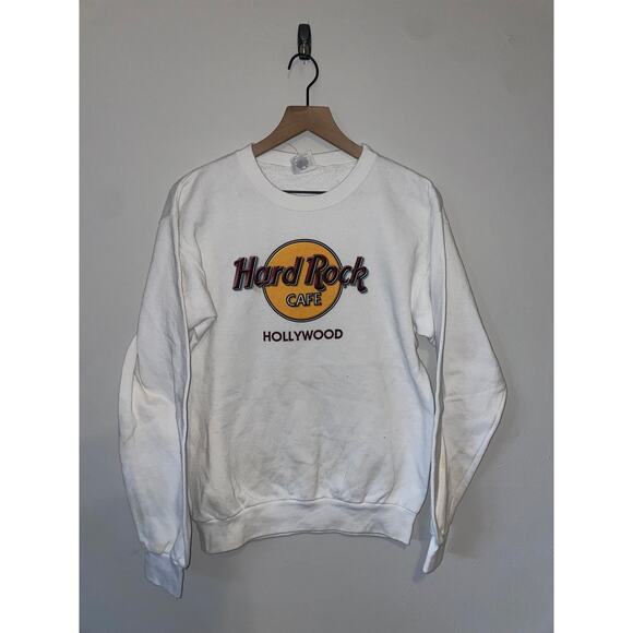 Hard Rock Cafe Hollywood White Sweatshirt CA California HRC S Small - Picture 1 of 9